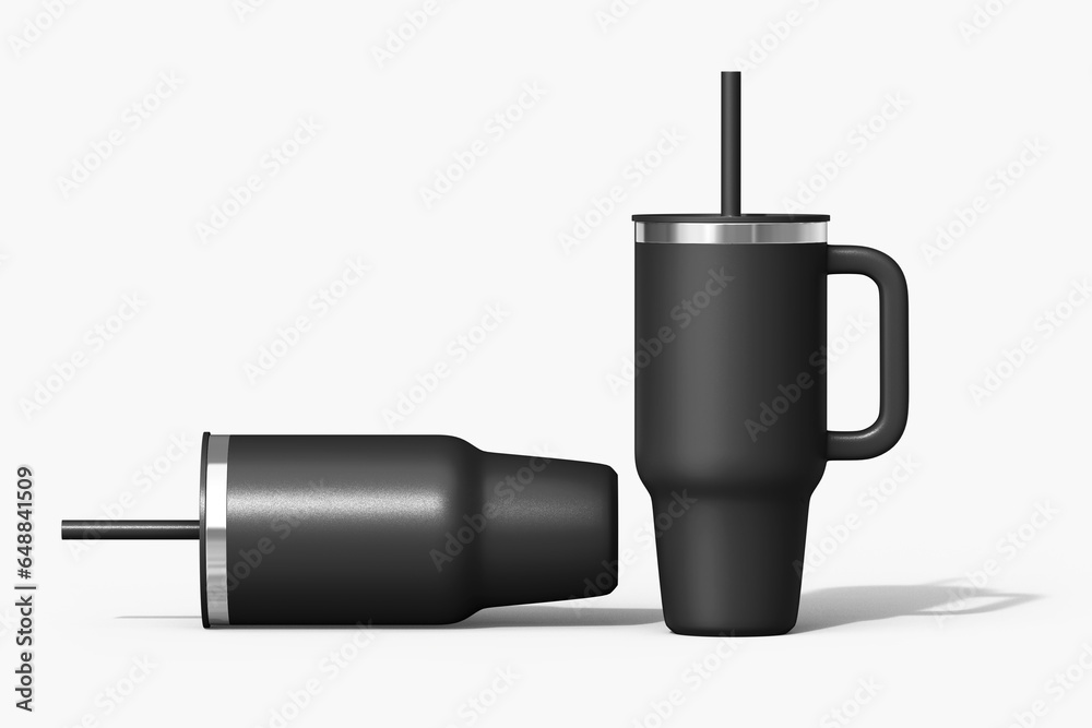 Create a 3D product label with your Metal coffee tumbler mug mockup