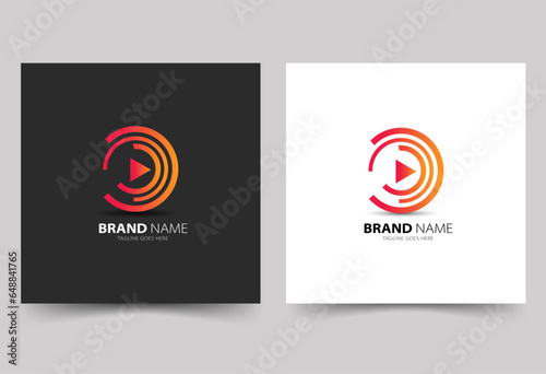 Letter o and play button logo design inspiration