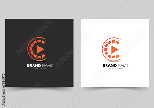 Initial letter C and play button logo design inspiration