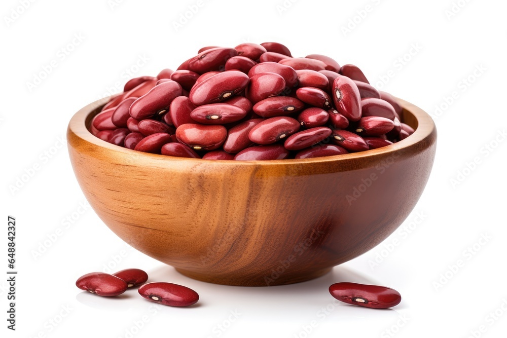 Red bean in wooden bowl isolated on white background. Red bean in wooden bowl isolated on white background.
