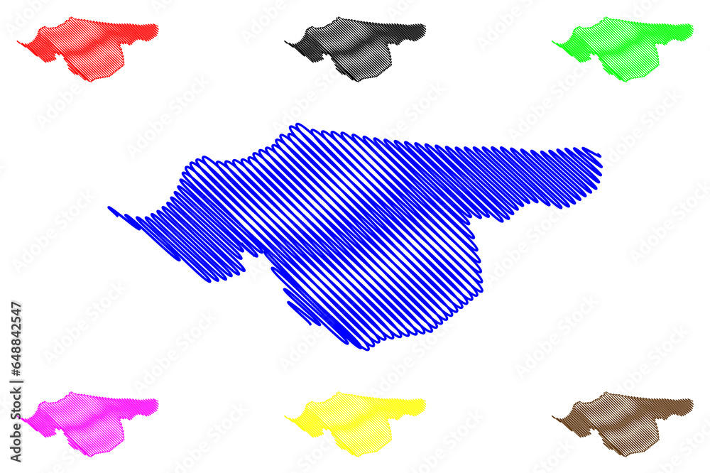 Fototapeta premium Lake Tsomgo (Republic of India) map vector illustration, scribble sketch Tsongmo or Changgu map