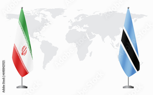 Iran and Botswana flags for official meeting