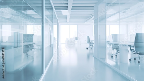 White blurred modern office interior background.