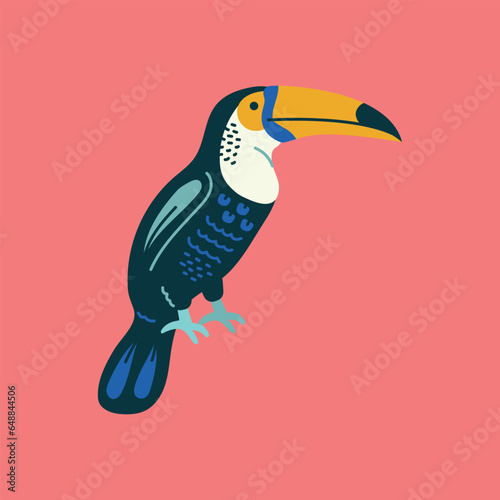 Rainbow-billed toucan color element. Abstract exotic animal.