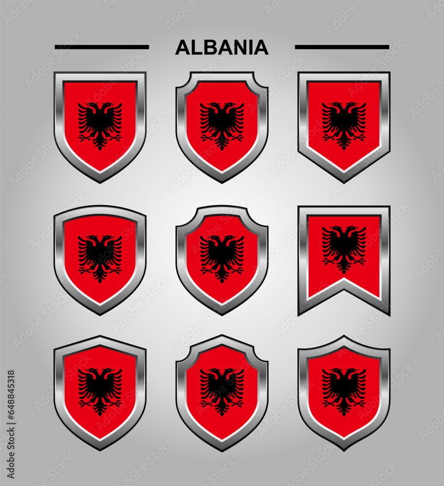 Albania National Emblems Flag and Luxury Shield Albania National Emblems Flag and Luxury Shield