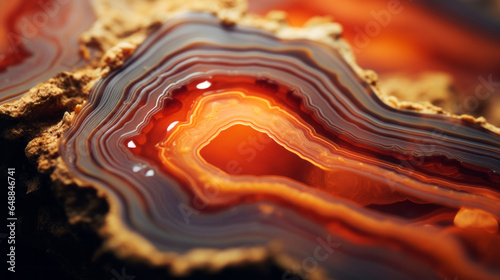A close-up of the texture and colors of a piece of agate 