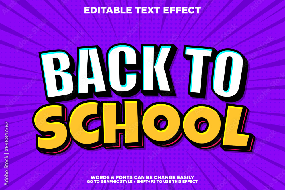 Editable text effect back to school.
retro cartoon comic template.
3d cartoon typography.