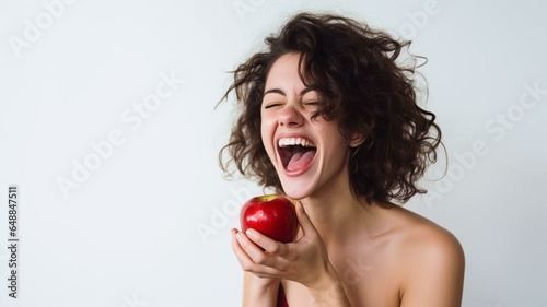woman with an apple