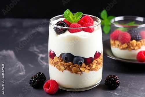 Wallpaper Mural yogurt granola jam and fresh berries Torontodigital.ca
