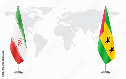 Iran and Sao Tome and Principe flags for official meeti