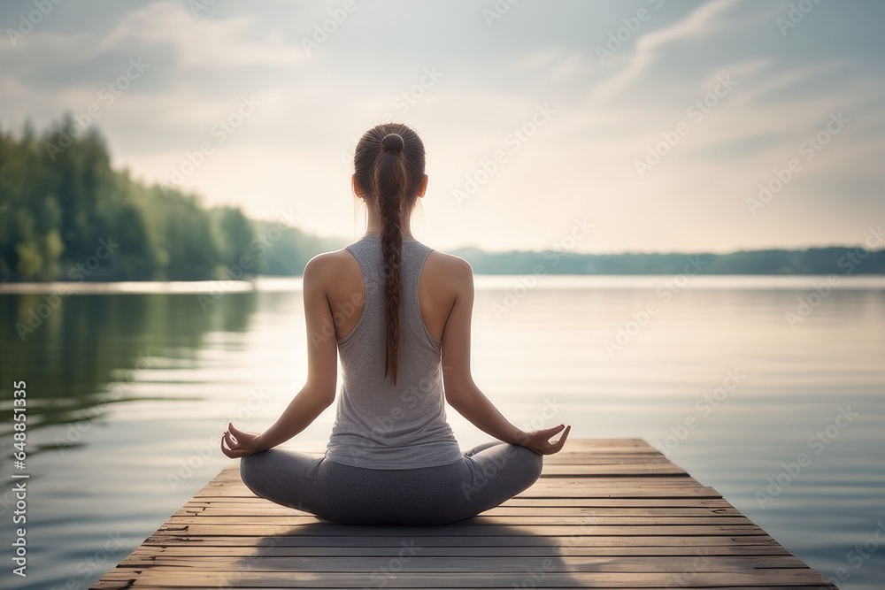 woman meditating in lotus position