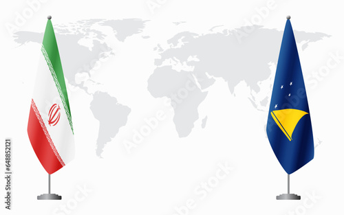 Iran and Tokelau flags for official meeting photo