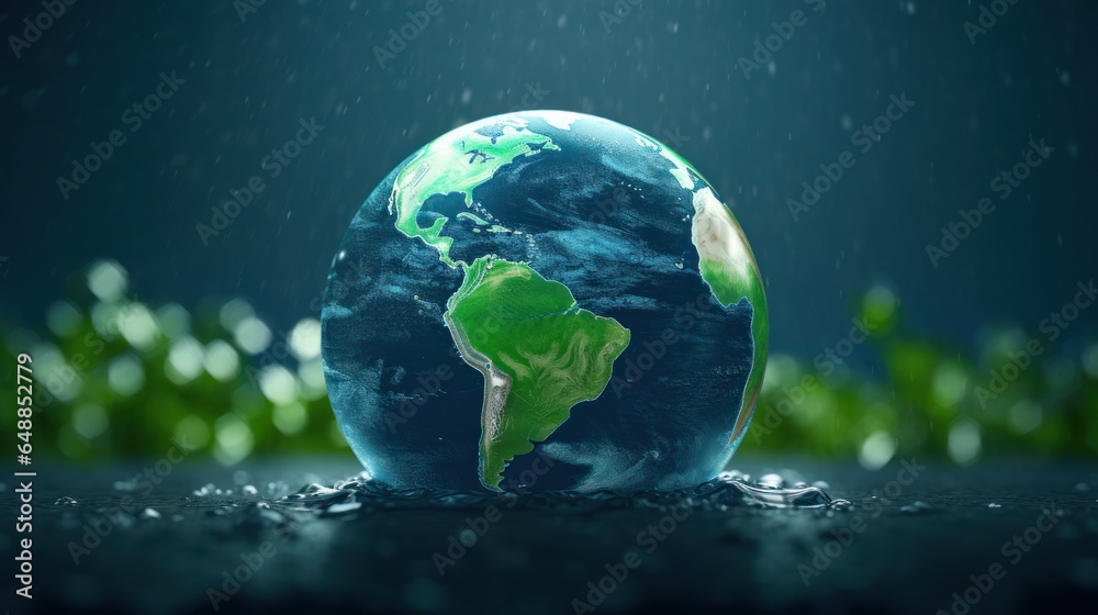 a 3d model figure of earth with raining - obrazy, fototapety, plakaty 