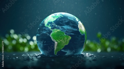 a 3d model figure of earth with raining
