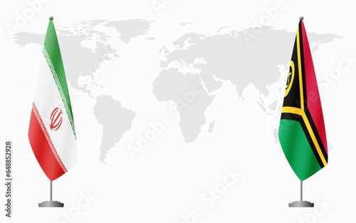 Iran and Vanuatu flags for official meeting