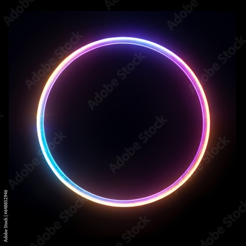 a brightly glowing iridescent thin circle of light