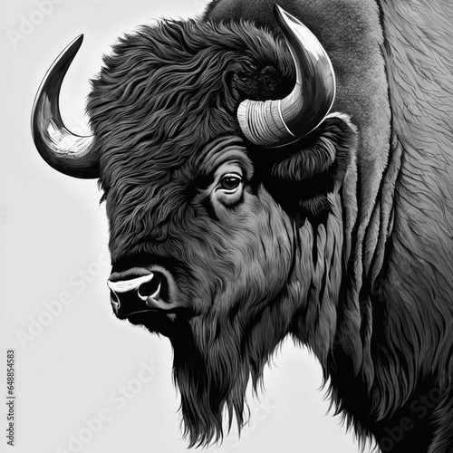 AI-generated illustration of a majestic bison against the backdrop of a desert landscape- photo