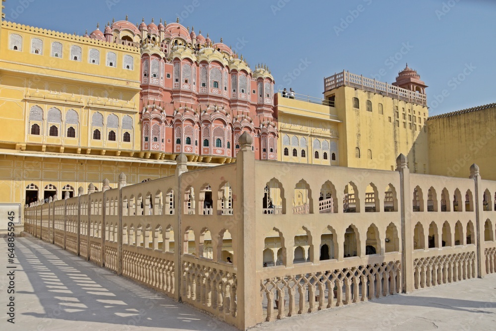 Architecture of Hawa Mahal “Palace of the Winds”. JAIPUR'S MAGNIFICENT ICONIC LANDMARK