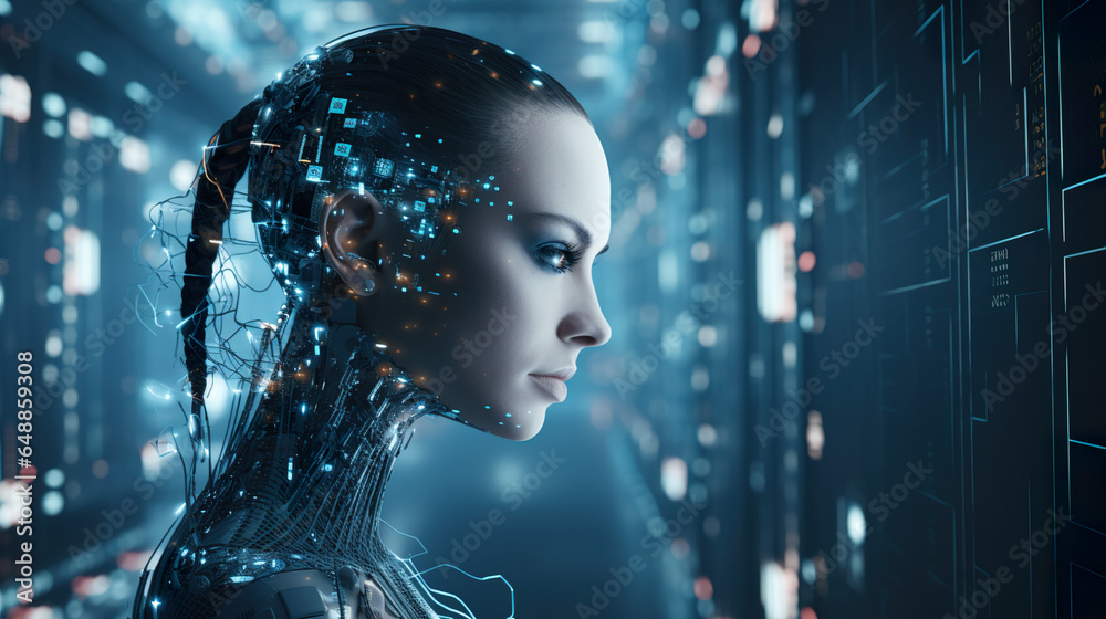 The conceptualization of artificial intelligence as the next-generation technology in a futuristic context - AI Generated Person The conceptualization of artificial intelligence as the next-generation technology in a futuristic context - AI Generated Person