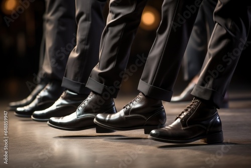 A group of men standing on top of a wooden floor. This versatile image can be used to represent teamwork, leadership, collaboration, or construction projects.