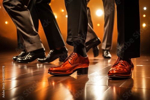 A group of men standing on a wooden floor. This versatile image can be used to depict teamwork, leadership, collaboration, or a group of friends or colleagues. Perfect for business presentations, team