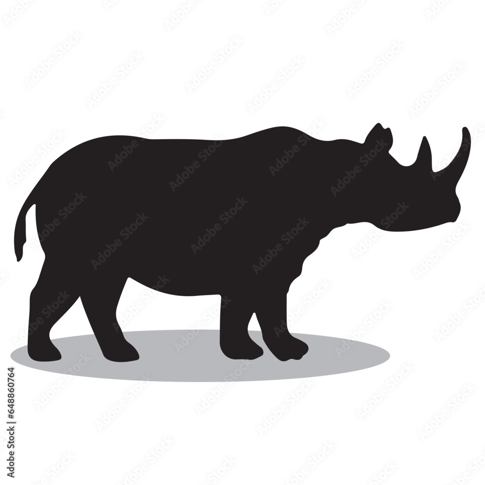 Rhino Silhouette, cute Rhino Vector Silhouette, Cute Rhino cartoon