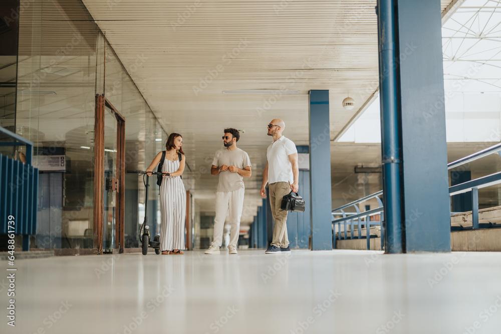 A confident business group working outdoors, they strategize and target their audience, demonstrating successful teamwork and persistent leadership. A confident business group working outdoors, they strategize and target their audience, demonstrating successful teamwork and persistent leadership.