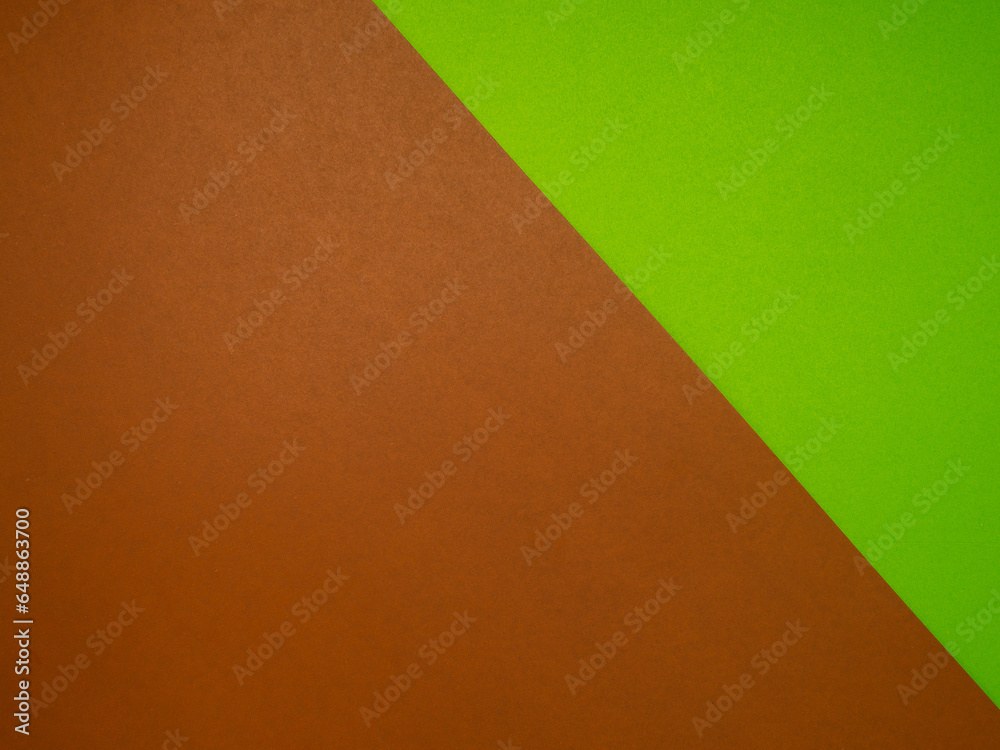 Brown and green paper color for the background. Top view