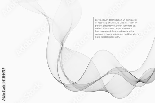 Gray wavy flow of transparent wave. Abstract wave background.
