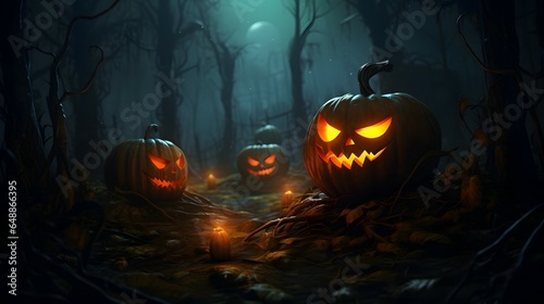 halloween background with pumpkins jack-o-lanterns