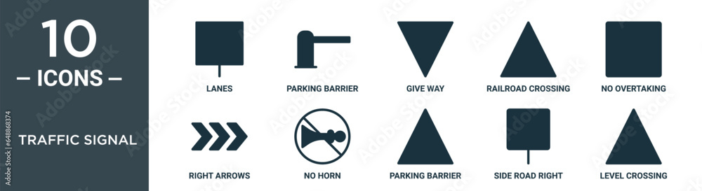 traffic signal outline icon set includes thin line lanes, parking ...