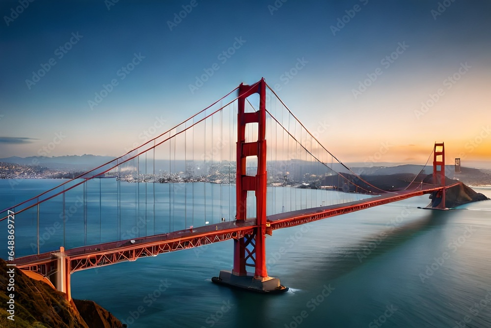 Famous Golden Gate Bridge, San Francisco at night, United States (USA)