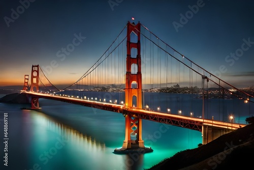 Famous Golden Gate Bridge, San Francisco at night, United States (USA)