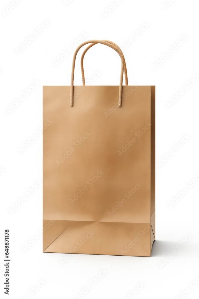 Eco friendly paper bag mock up template isolated on white background. Reduce reuse recycle, plastic free concept Eco friendly paper bag mock up template isolated on white background. Reduce reuse recycle, plastic free concept
