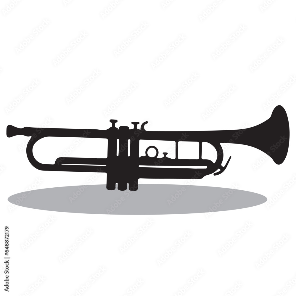 Trumpet Silhouette, cute Trumpet Vector Silhouette, Cute Trumpet