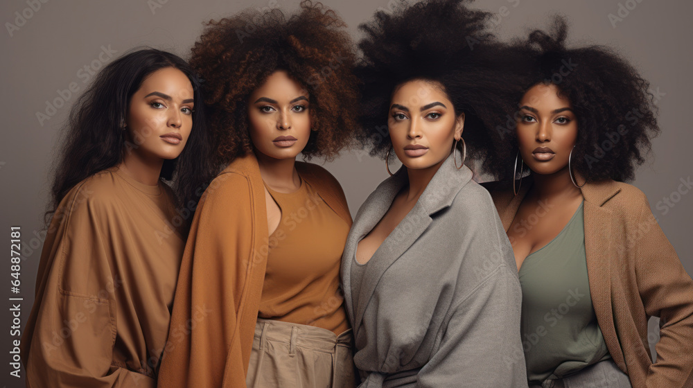 Beautiful african american women with afro hairstyle posing together Beautiful african american women with afro hairstyle posing together