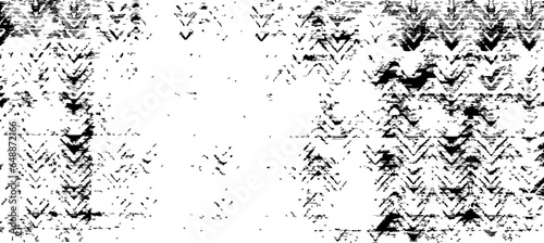 Monochrome texture composed of irregular graphic elements. Distressed uneven grunge background. Abstract vector illustration. Overlay for interesting effect and depth. Isolated on white background.