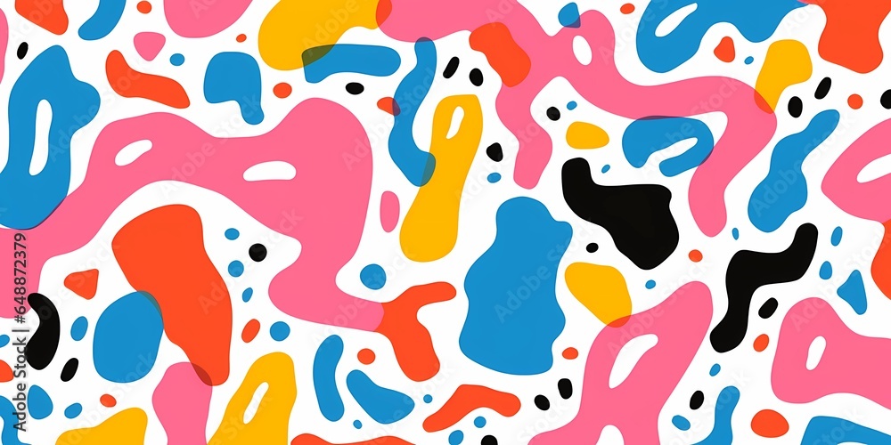 Fun colorful line doodle pattern in creative minimalist style