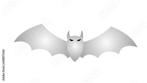 Animated silver bat flies. Looped video. Concept of Halloween, Black Friday. Flat vector illustration isolated on a white background.