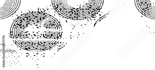 Rough, irregular texture composed of monochrome geometric elements. Overlay distressed grunge background. Abstract vector illustration. Isolated on white background. EPS10