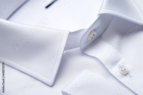 Close-up of a white shirt with buttons on a white background