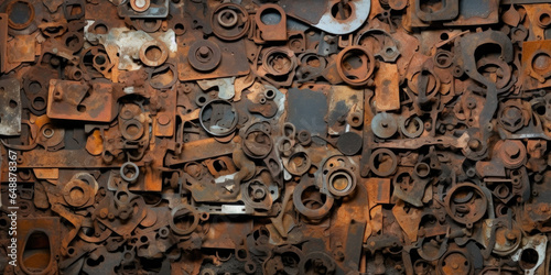 Texture Of Pile Of Pieces Of Rusty Scrap Metal For Background Created Using Artificial Intelligence