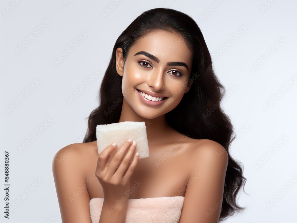 Indian beauty with confidence for commercial on white background Indian beauty with confidence for commercial on white background