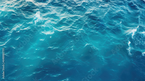 Blue Sea Water Panorama Background with Soft Waves © Mhagi27