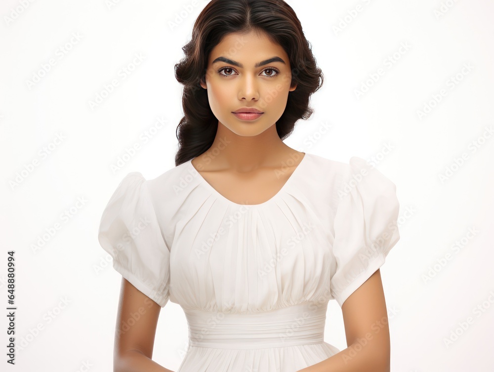Indian girl presenting comfortable slip-on shoes on white background Indian girl presenting comfortable slip-on shoes on white background