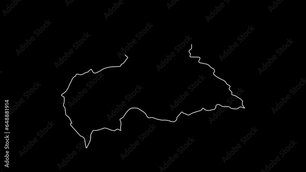 Car map animation line. Black line animation letters drawing on a white background.