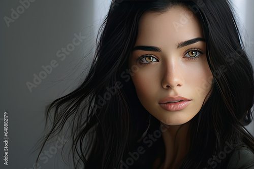 Mystery and Beauty: A Close-Up of a Woman with Dark Hair