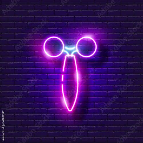 Roller Facial massager neon icon. Beauty and youth concept