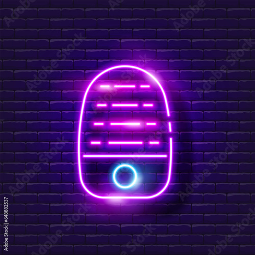 Cosmetic Facial massager neon icon. Beauty and youth concept