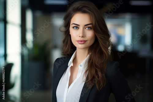 Generative AI picture portrait of amazing gorgeous office worker young woman